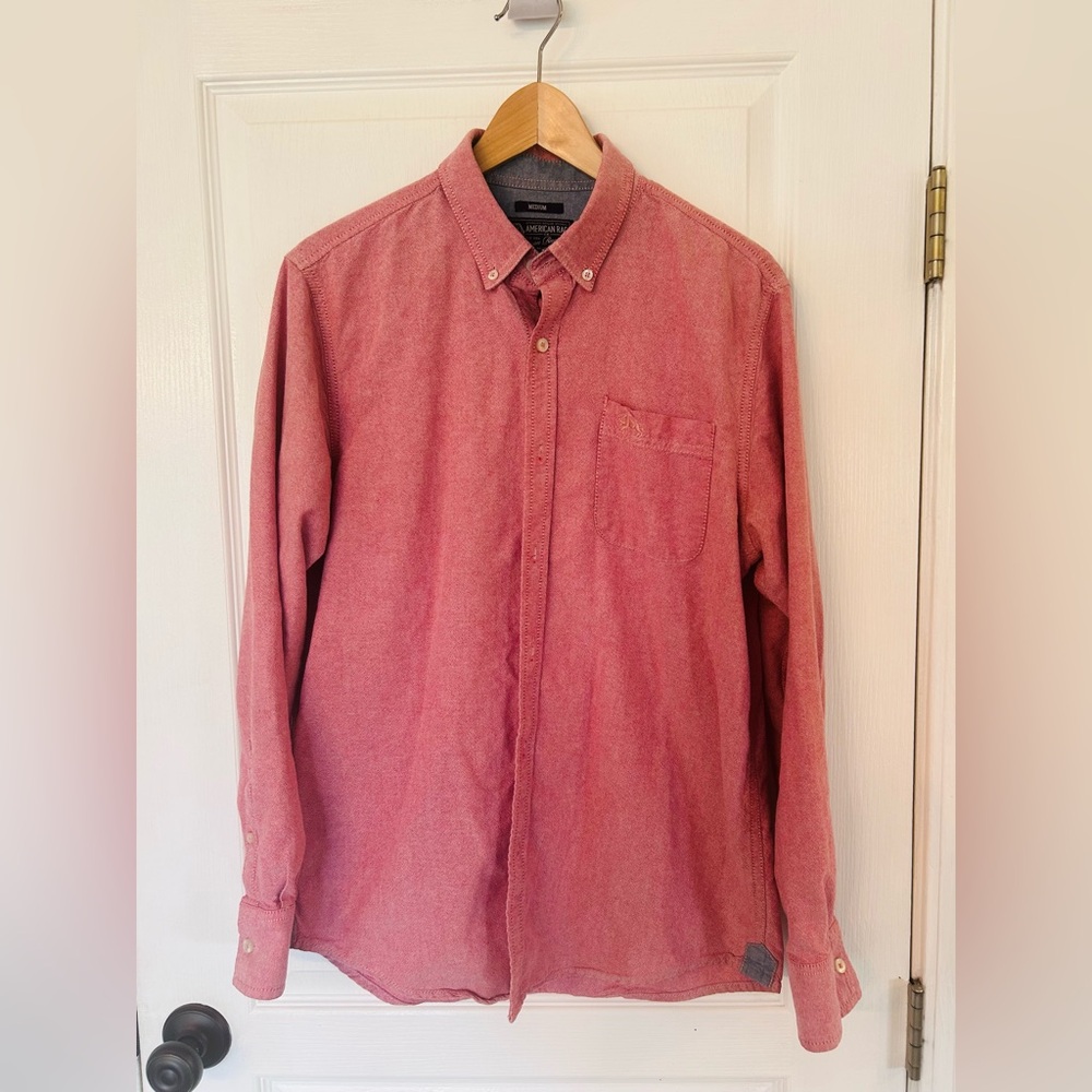 American Rag Men's Casual Red Button-Down Shirt